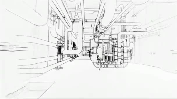 Conceptual visualization of driwing style of utilities at BIM technology — Stock Footage Conceptual Visualization Driwing Style Utilities Bim Technology Royalty Free Stock Footage