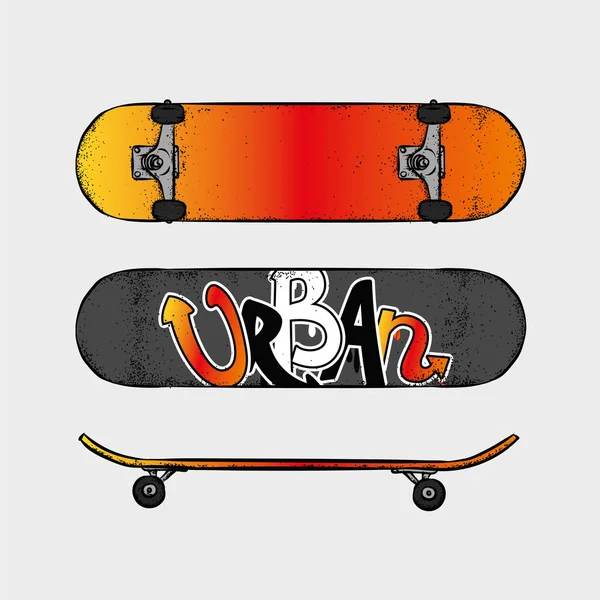 Uppsättning Skateboards Vektorillustration För Bläckfisk Eller Affisch Tryck Kläder Skate — Stock vektor