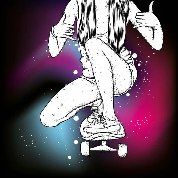 Stylischer Skater Jeans Und Turnschuhen Skateboard Vektorillustration Für Eine Postkarte — Stockvektor