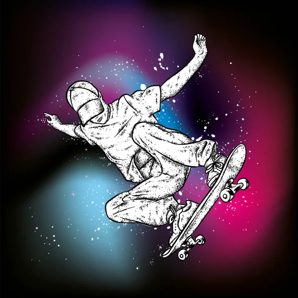 Patineur Élégant Jeans Baskets Skateboard Illustration Vectorielle Pour Une Carte — Image vectorielle
