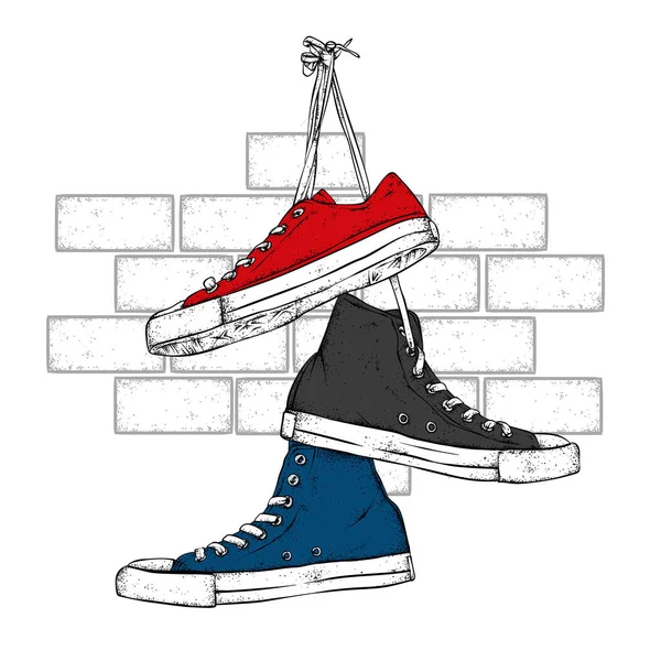 Zapatillas Deporte Con Estilo Dibujado Mano Ilustración Vectorial Para Una — Archivo Imágenes Vectoriales