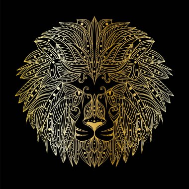 Grunge arka plan üzerinde aslan desenli Başkanı. Afrika / Hint / totem / dövme tasarım. Bu ve benzeri bir t-shirt, çanta, kartpostal, poster tasarımı için kullanılıyor olabilir. Zentangle sanat. 