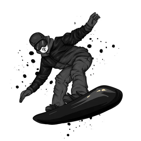 Snowboarder Con Ropa Colorida Ilustración Vectorial Deportes Deportes Extremos Actividades — Archivo Imágenes Vectoriales
