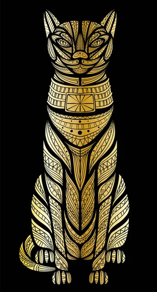 Wzorzyste Głowę Kota Afryki Indian Egipt Totem Tattoo Design Może — Wektor stockowy