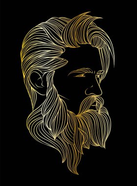 Orijinal vektör çizim, moda saç modeli olan adam. Hippi. Bir t-shirt veya etiket yazdırma.