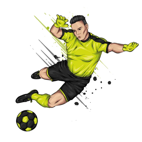 Homme Uniforme Football Avec Ballon Footballeur Sport Santé Illustration Vectorielle — Image vectorielle