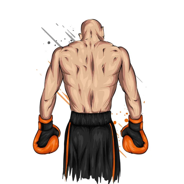 Boxer Calções Luvas Atleta Masculino Ilustração Vetorial Para Cartão Cartaz — Vetor de Stock