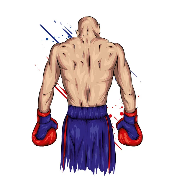 Boxeador Pantalones Cortos Guantes Atleta Masculino Ilustración Vectorial Para Tarjeta — Vector de stock