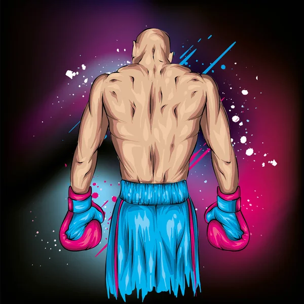 Boxeador Pantalones Cortos Guantes Atleta Masculino Ilustración Vectorial Para Tarjeta — Vector de stock