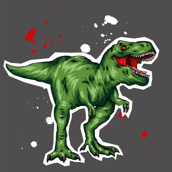 Dinosaur Bright Vector Illustration Cartoon Reptile Tyrannosaur Print Clothes Drawing — Stock Vector
