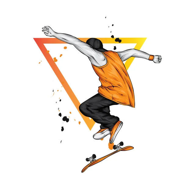 Patinador Elegante Jeans Tênis Skate Ilustração Vetorial Para Cartão Postal —  Vetores de Stock