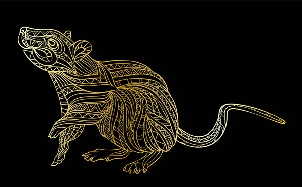 Rat Getekend Stijl Van Boho Ornamenten Patronen Vector Illustratie Voor — Stockvector