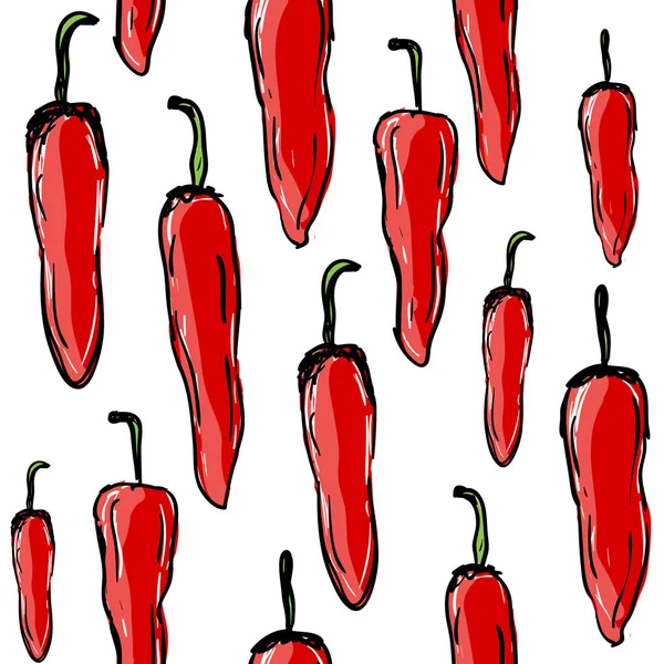 Red Chili Peppers Hot Spice Wzór — Wektor stockowy
