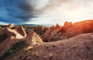 Kapadokya Türkiye üzerinden muhteşem gün batımı. Güzellik dünya. Europe