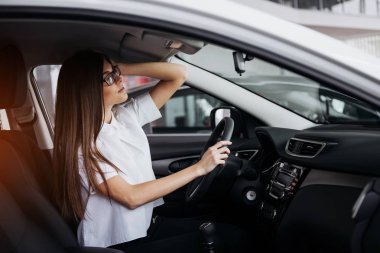 arabada oturan genç güzel kadın portresi.