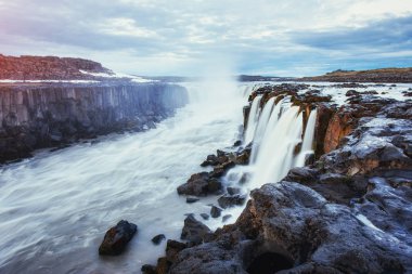 Harika manzarası Selfoss şelale Milli parkta Vatnajokull, İzlanda