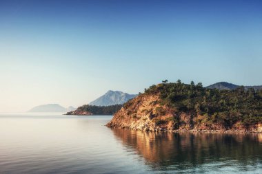 Panoramik deniz kıyısında. Güzellik dünya. Türkiye
