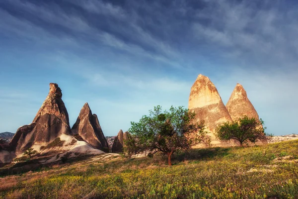 Increíble Puesta Sol Sobre Capadocia Turquía Mundo Belleza Europa — Foto de Stock