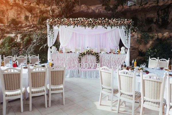 Quarto Luxuoso Restaurante Para Celebrar Uma Celebração Casamento — Fotografia de Stock