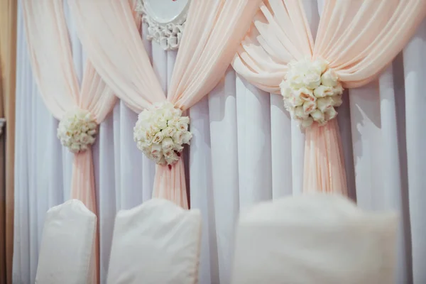 Luxury Decorated Main Table Wedding Hall — Stock Photo, Image