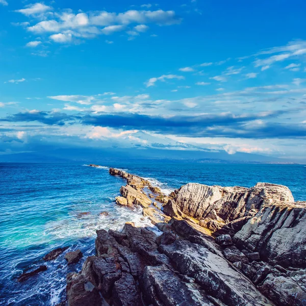 Fantástica Vista Reserva Natural Monte Cofano Escena Dramática Localización Cabo — Foto de Stock