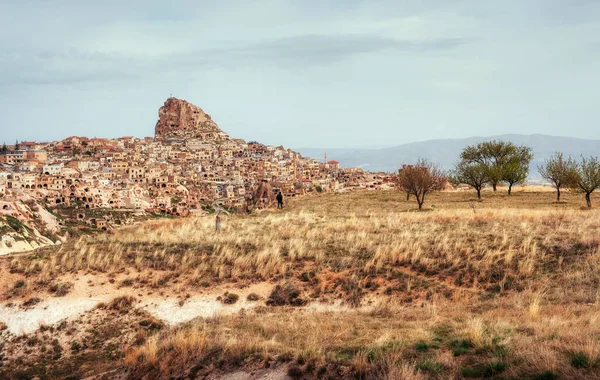 Antigua Ciudad Castillo Uchisar Excavado Desde Una Montaña Después Del — Foto de Stock