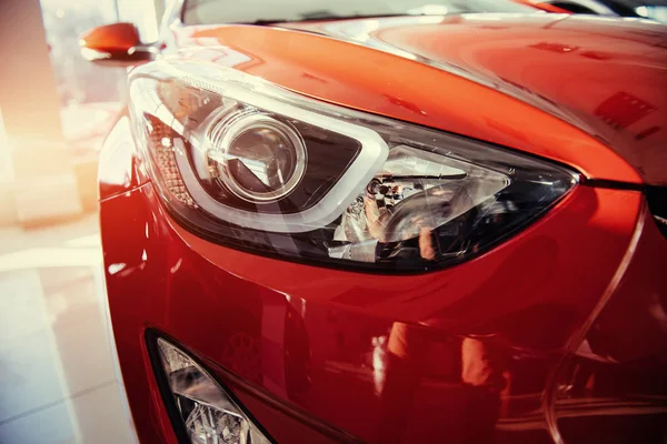 Headlights Hood Sport Red Car — Stock Photo, Image