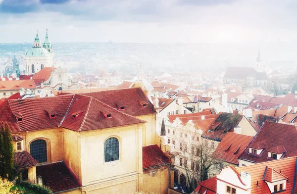 Das Rote Dach Prag Panoramablick Auf Prag Von Der Prager — Stockfoto