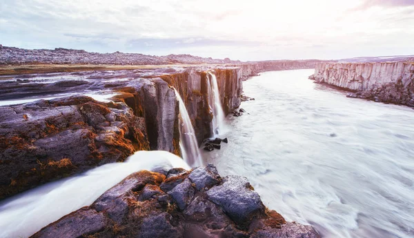 Φανταστική Θέα Του Καταρράκτη Selfoss Του Εθνικού Πάρκου Vatnajokull Ισλανδία — Φωτογραφία Αρχείου