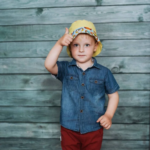 Happy Little Boy Child Panama Hat — Stock Photo, Image