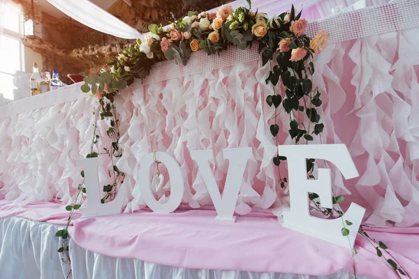 Luxurious Decorated Table Main Hall Wedding — Stock Photo, Image