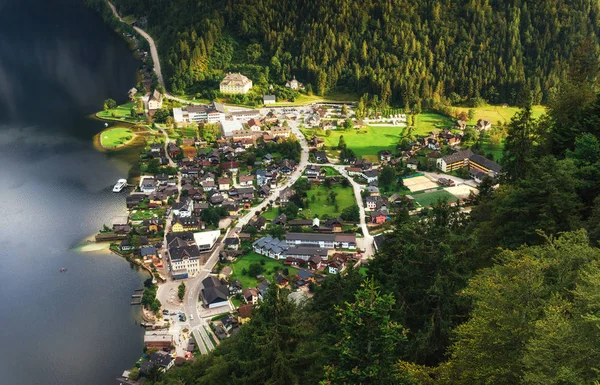 Pohled Výšky Hallstatt Města Mezi Horami Rakousko — Stock fotografie