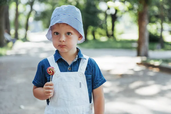 Young Boy Colorful Lollipop Ukraine Europe — Stock Photo, Image