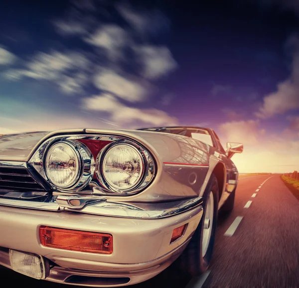 Fantástico Camino Asfalto Largo Del Mar Hacia Oeste Coche Con —  Fotos de Stock