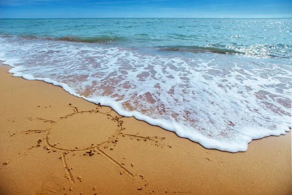 Disegni Nella Sabbia Sulla Spiaggia — Foto Stock