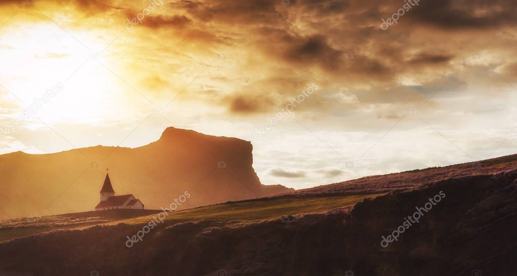 Lutheran church in Vik. Iceland. Beauty world