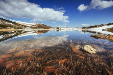 Göl Dağları arasında. Bahar manzara. Karpatlar Ukrayna Europe
