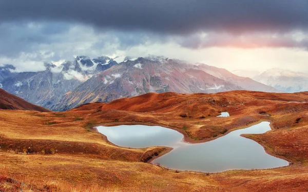 Zonsondergang Berg Lake Koruldi Bovenste Svaneti Georgië Europa Caucasus — Stockfoto