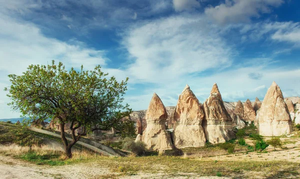 Increíble Puesta Sol Sobre Capadocia Turquía Mundo Belleza Europa — Foto de Stock