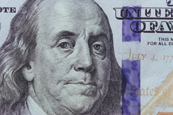 Franklin 100 Dolar Faturada Yakın Çekim — Stok fotoğraf