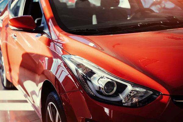 Headlights Hood Sport Red Car — Stock Photo, Image