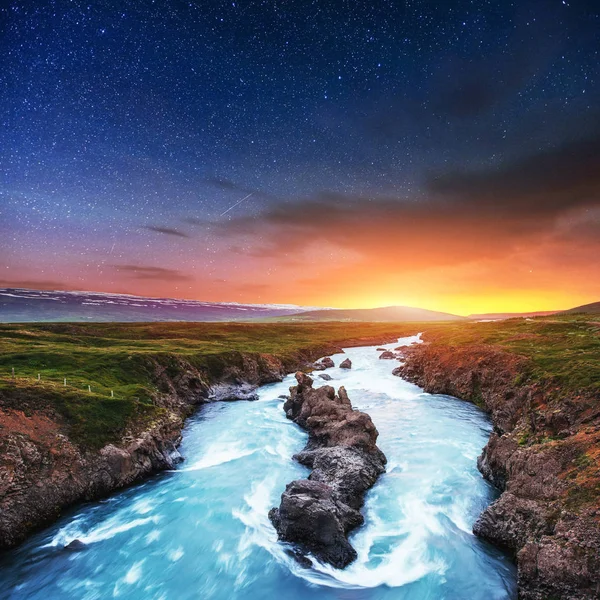 Fantastisk Utsikt Över Landskapet Stjärnhimmel Och Vintergatan Island — Stockfoto