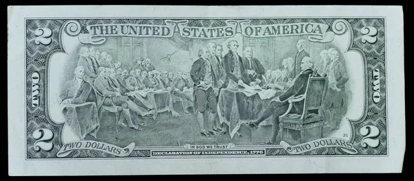 Δύο Δολαρίων Ήπα Μακροεντολή Αμερικανικά Δολάρια Δολάριο — Φωτογραφία Αρχείου