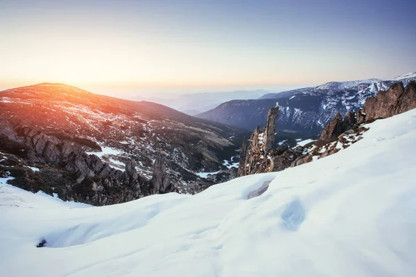 Coucher Soleil Printanier Coloré Sur Les Chaînes Montagnes Parc National — Photo