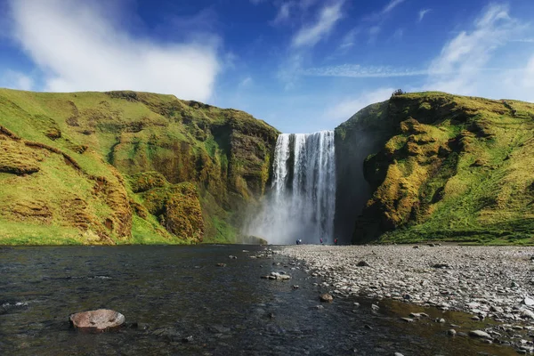 Gran Cascada Skogafoss Sur Islandia Cerca Ciudad Skogar — Foto de Stock