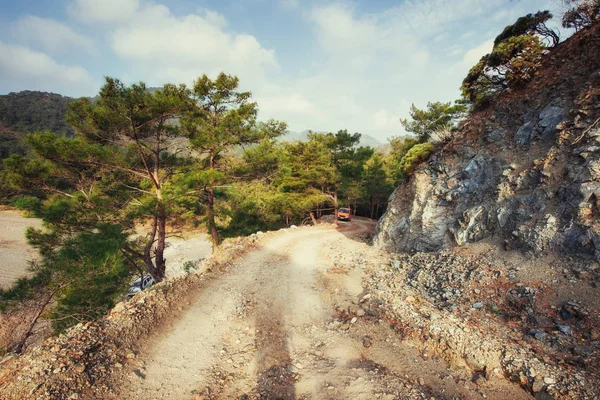 Vista Hermosa Carretera Arena Que Vídeo Las Montañas — Foto de Stock