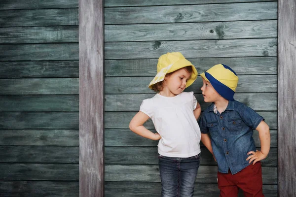 Felices Hermanos Pequeños Hermosa Exposición Ucrania Europa — Foto de Stock