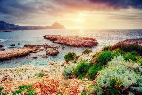 Весенняя Панорама Морского Побережья Города Трапаны Сицилия Италия Европа — стоковое фото
