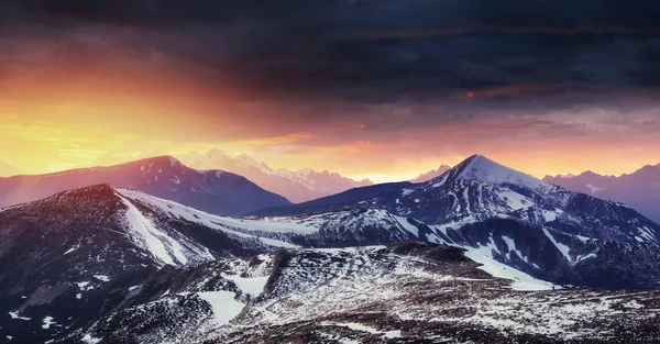 魔法の冬の雪には ツリーが覆われています カルパチア山脈の夕日 ウクライナ ヨーロッパ — ストック写真