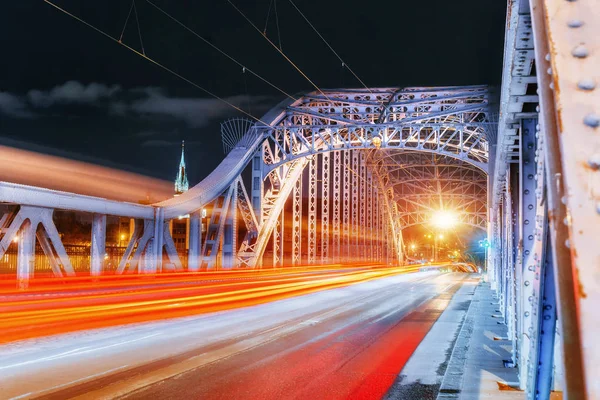 Bridge Vistula Floden Promenade Solig Vinter Dag Snö Krakow Polen — Stockfoto